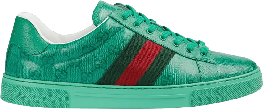  Gucci Ace &#039;GG Crystal Canvas - Green&#039;