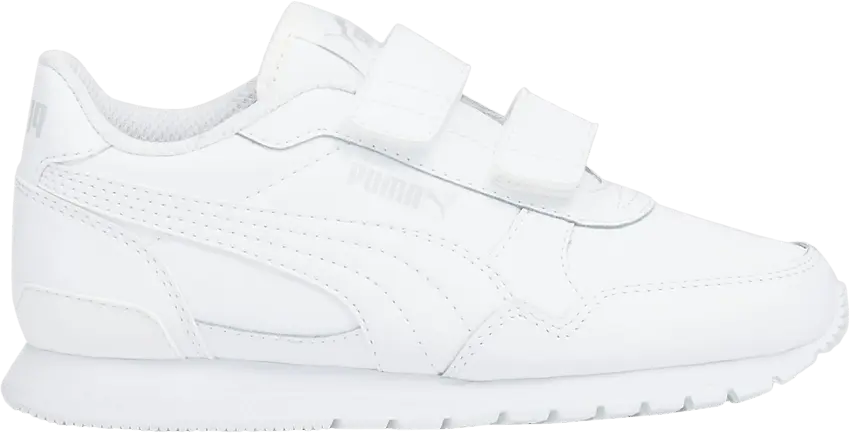  Puma ST Runner v3 Leather Little Kid &#039;Triple White&#039;