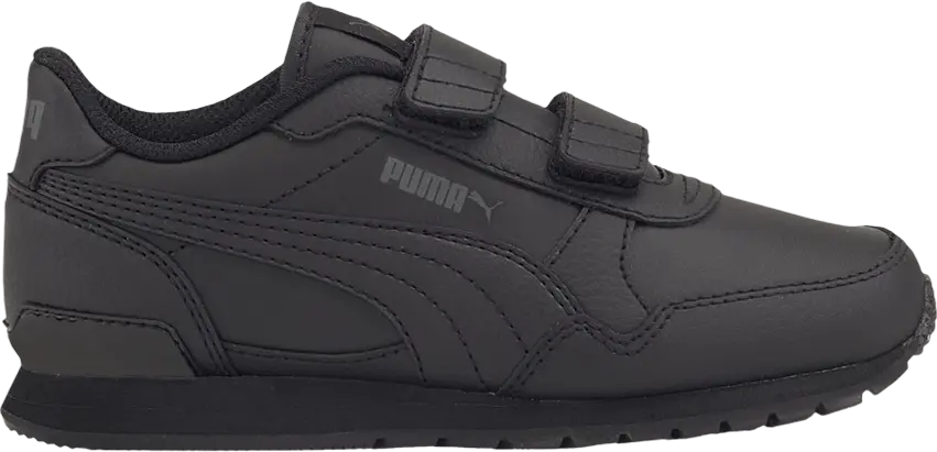  Puma ST Runner v3 Leather Little Kid &#039;Triple Black&#039;