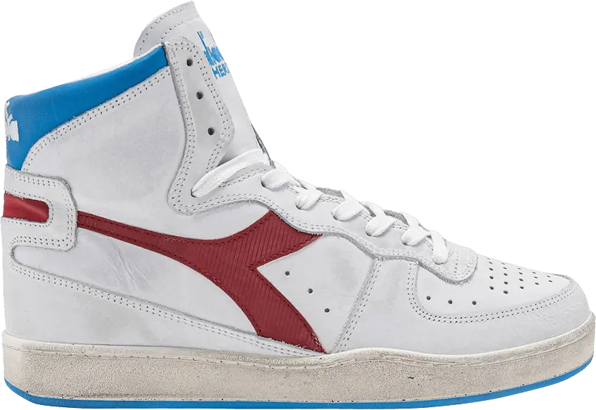  Diadora Mi Basket Used &#039;White Red Bonnie Blue&#039;