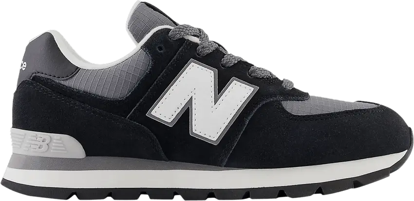  New Balance 574 Big Kid &#039;Black White&#039;