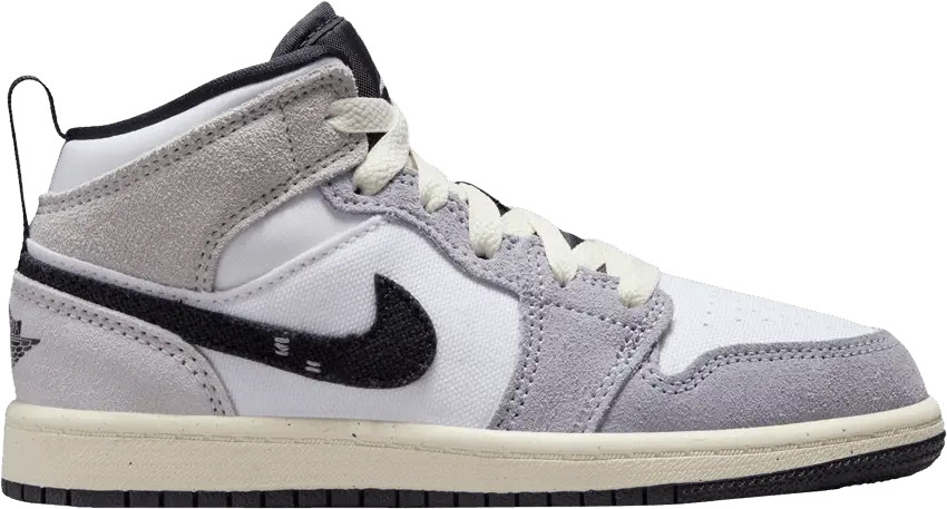  Jordan 1 Mid SE Craft White Cement Grey Black (PS)