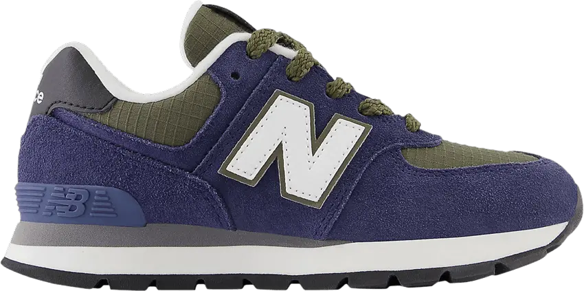  New Balance 574 Little Kid Wide &#039;Team Navy Dark Moss&#039;