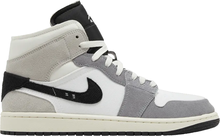  Jordan 1 Mid SE Craft White Cement Grey Black