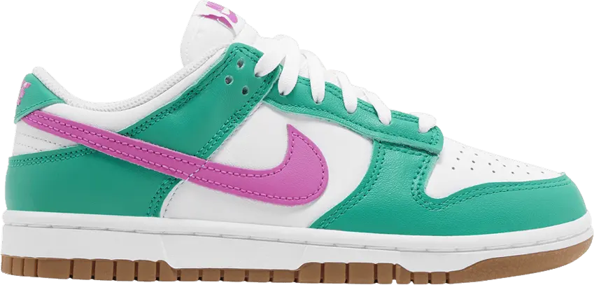  Nike Dunk Low White Stadium Green Fuchsia (Women&#039;s)