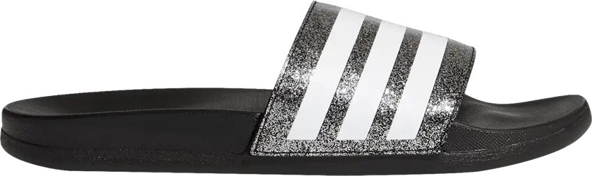  Adidas Adilette Comfort Slide J &#039;Black Glitter&#039;