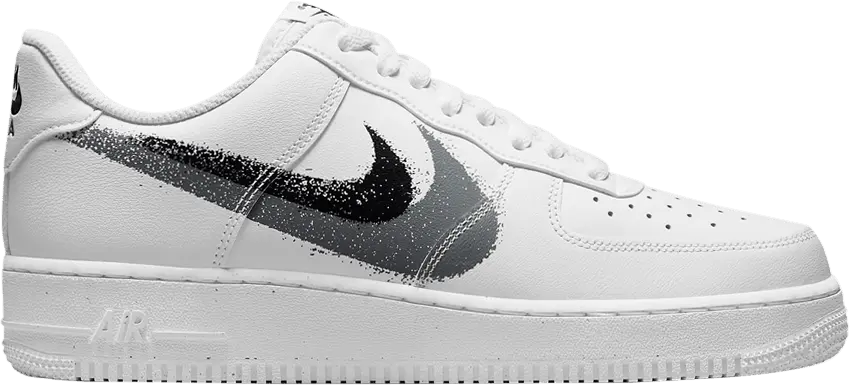  Nike Air Force 1 Low &#039;07 Spray Paint Swoosh White Black Grey