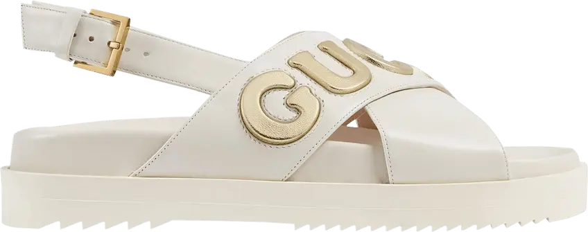  Gucci Wmns Sandal &#039;White Metallic Gold&#039;