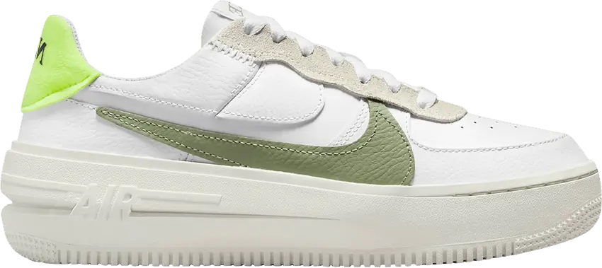  Nike Air Force 1 PLT.AF.ORM White Oil Green (Women&#039;s)