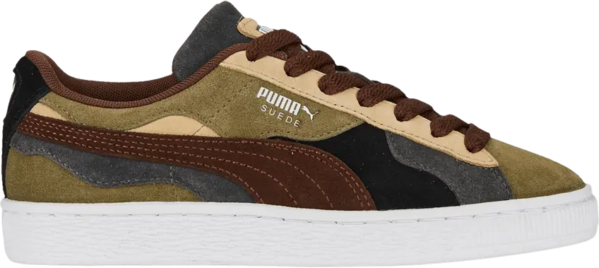  Puma Suede Big Kid &#039;Camowave - Olive Chestnut Brown&#039;