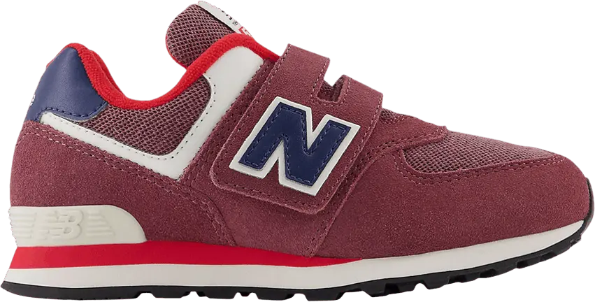  New Balance 574 Hook &amp; Loop Little Kid Wide &#039;Washed Burgundy Navy&#039;