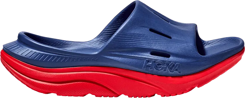  Hoka One One Ora Recovery Slide 3 &#039;Bellwether Blue Red Alert&#039;