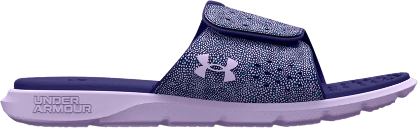  Under Armour Ignite Pro Graphic Strap Slide GS &#039;Nebula Purple Dot Print&#039;