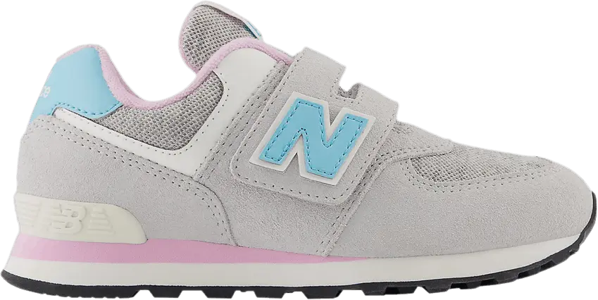  New Balance 574 Hook &amp; Loop Little Kid Wide &#039;Brighton Grey Summer Aqua&#039;