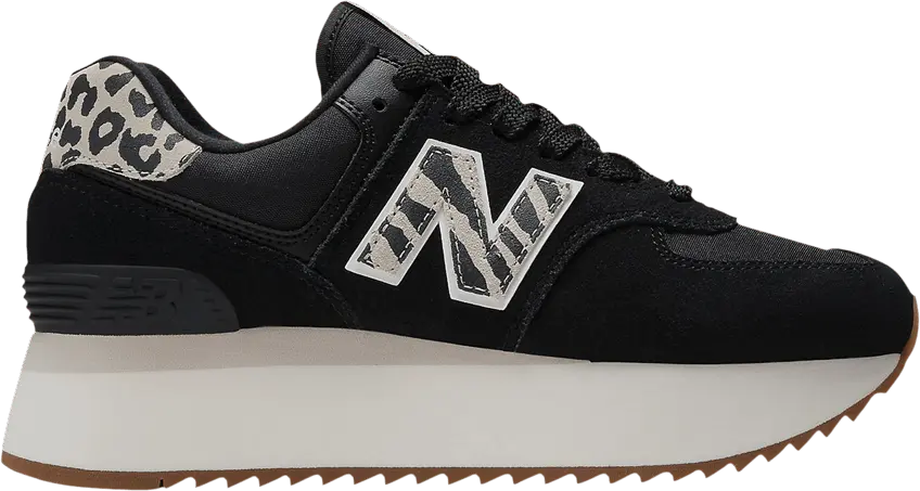  New Balance 574 Plus Black Animal Print (Women&#039;s)