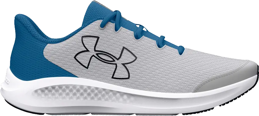  Under Armour Charged Pursuit 3 GS &#039;Big Logo - Mod Grey Cosmic Blue&#039;