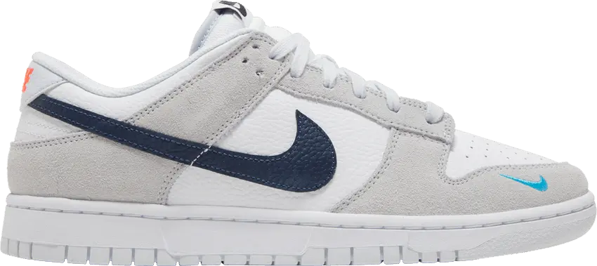  Nike Dunk Low White Grey Navy Aqua Mini Swoosh