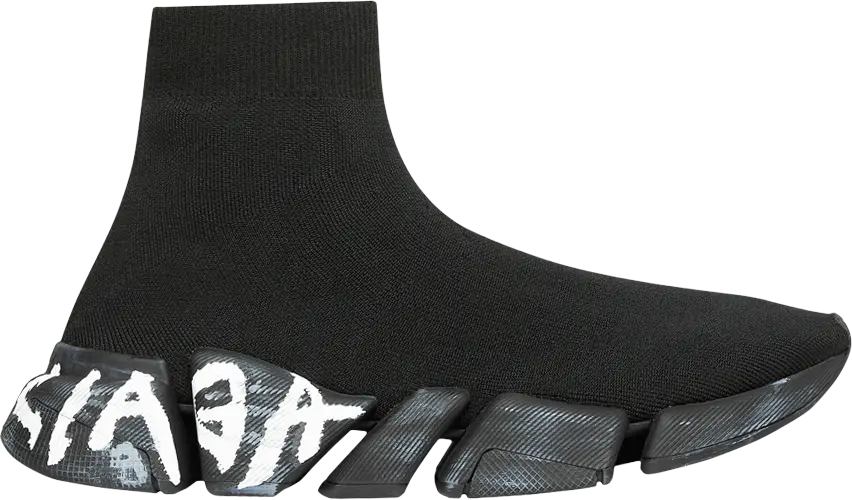  Balenciaga Speed 2.0 Sneaker &#039;Worn-Out Graffiti - Black White&#039;