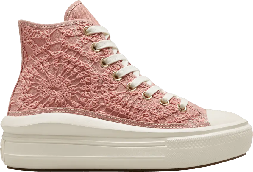  Converse Chuck Taylor All Star Move Platform Hi Daisy Cord Rust Pink (Women&#039;s)