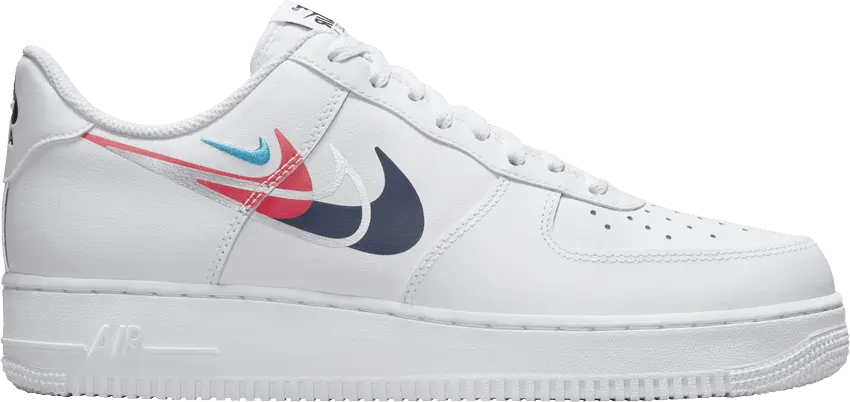  Nike Air Force 1 Low &#039;07 Quadruple Swoosh White Navy Crimson