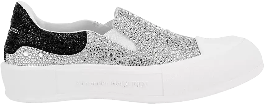  Alexander Mcqueen Alexander McQueen Deck Plimsoll Slip-On &#039;White Black Crystal&#039;