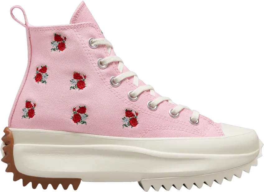  Converse Run Star Hike Platform Hi Embroidered Floral Sunrise Pink