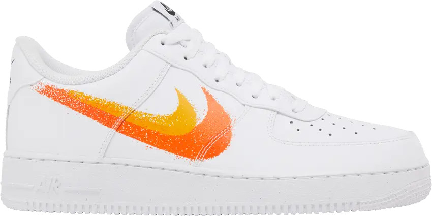  Nike Air Force 1 Low &#039;07 Spray Paint Swoosh White Safety Orange