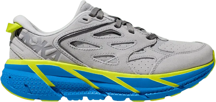  Hoka One One Clifton L Suede Lunar Rock Diva Blue