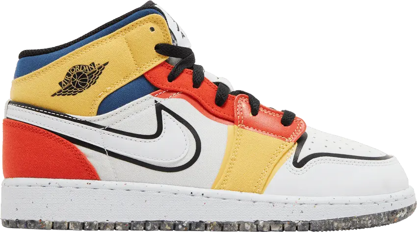  Jordan 1 Mid Multi-Color Canvas (GS)