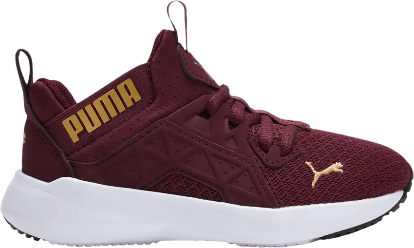  Puma Soft Enzo NXT Little Kid &#039;Aubergine Team Gold&#039;