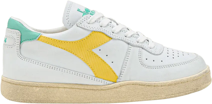  Diadora Mi Basket Low Used &#039;White Yellow Croms&#039;