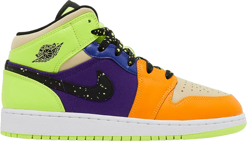  Air Jordan 1 Mid SE GS &#039;Volt Vivid Orange&#039;