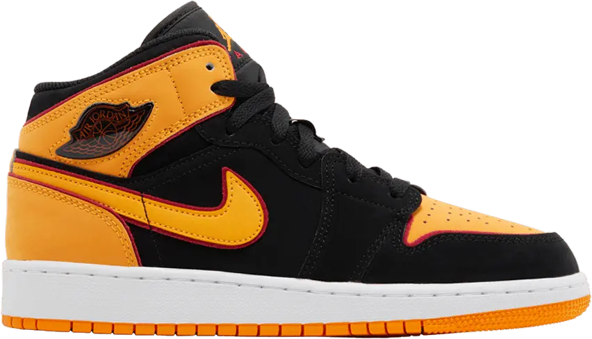  Jordan 1 Mid SE Black Vivid Orange (GS)