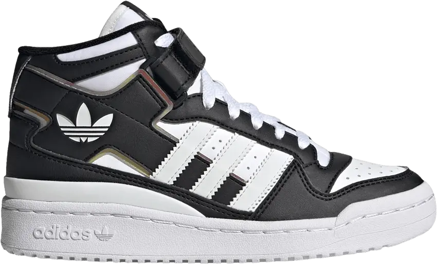  Adidas Forum Mid J &#039;Black White Iridescent&#039;