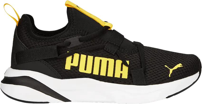  Puma SoftRide Rift Pop Big Kid &#039;Black Pelé Yellow&#039;