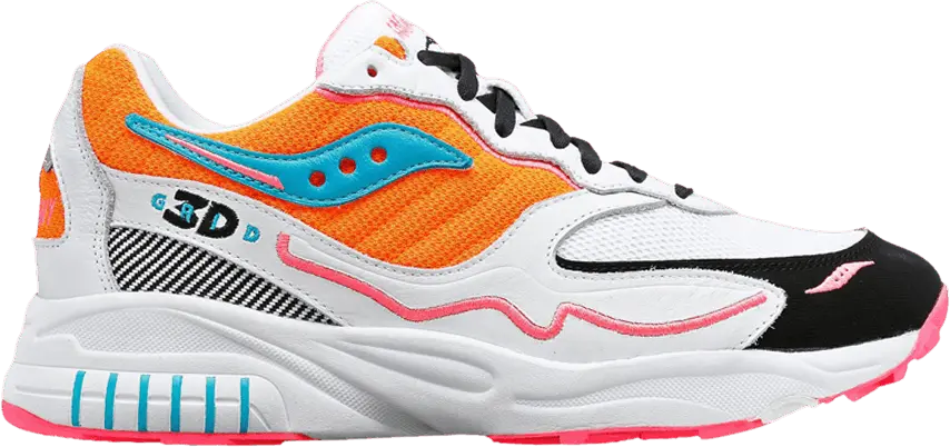  Saucony 3D Grid Hurricane &#039;White Orange&#039;