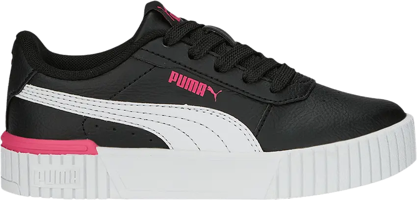  Puma Carina 2.0 Little Kid &#039;Black Glowing Pink&#039;