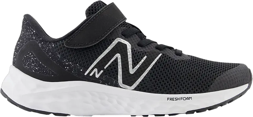  New Balance Fresh Foam Arishi v4 Bungee Lace Top Strap Little Kid Wide &#039;Black Silver Metallic&#039;