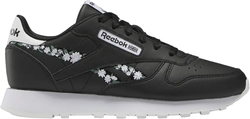  Reebok Classic Leather Big Kid &#039;Flower Crowns - Black White&#039;