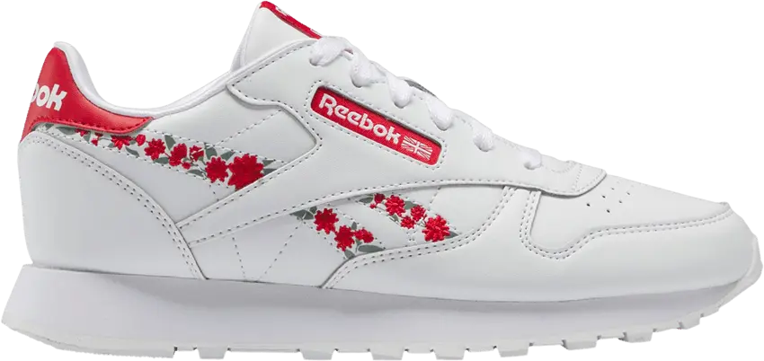  Reebok Classic Leather Big Kid &#039;Flower Crowns - White Vector Red&#039;