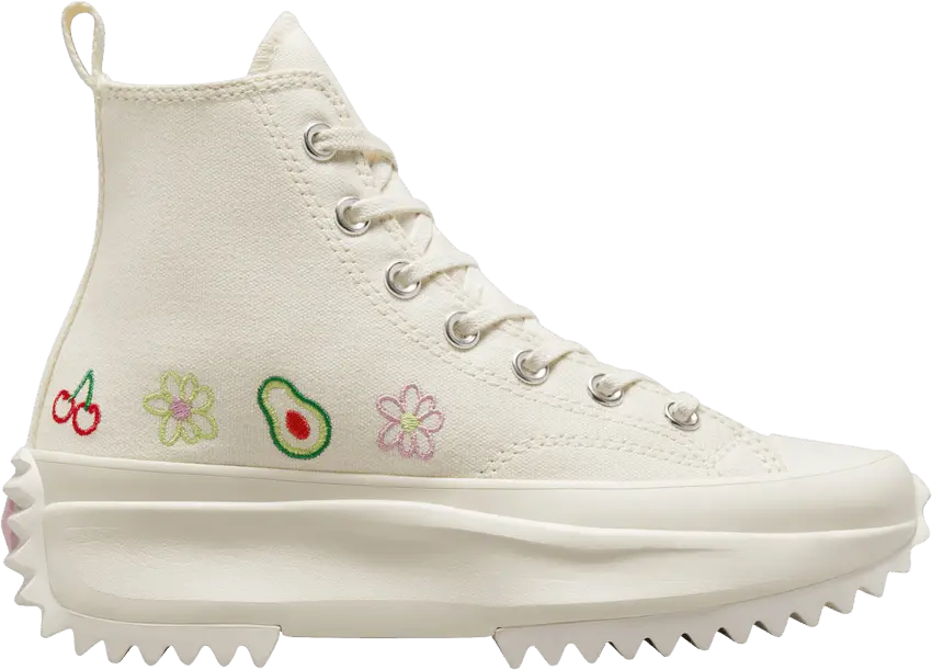  Converse Run Star Hike Platform High &#039;Embroidered Fruits &amp; Florals&#039;