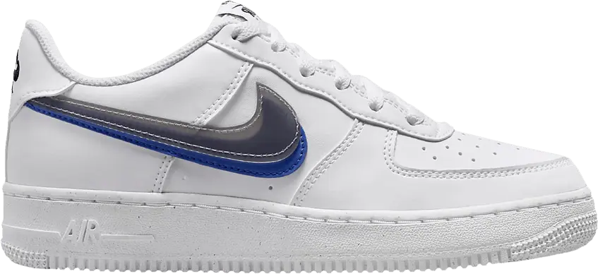  Nike Air Force 1 Low Impact Next Nature Double Swoosh White Black Blue (GS)