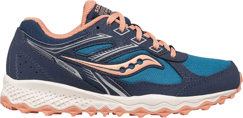  Saucony Cohesion TR14 Lace Big Kid &#039;Navy Teal Coral&#039;