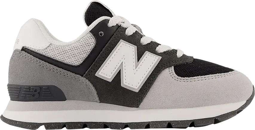  New Balance 574 Little Kid Wide &#039;Blacktop White&#039;