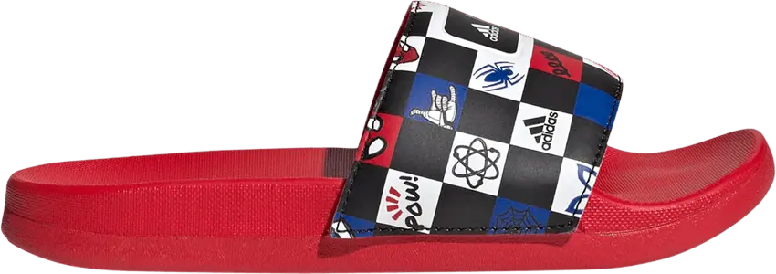  Adidas Disney x Adilette Comfort Slide J &#039;Spider-Man Checkerboard&#039;