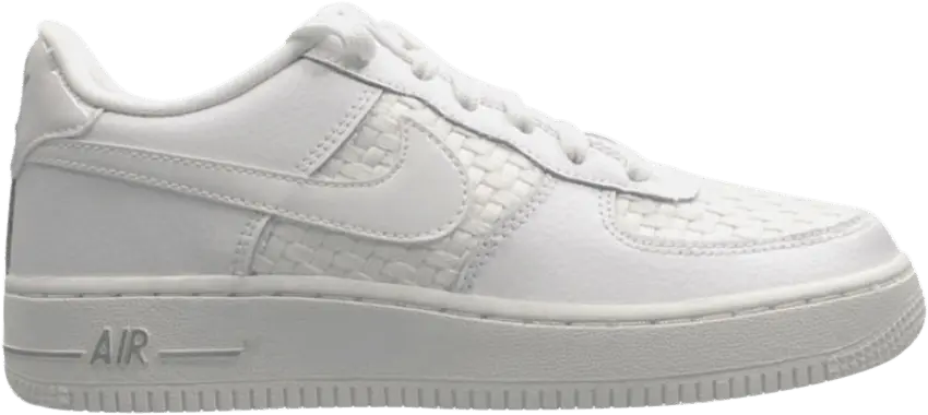  Nike Air Force 1 Low Triple White Leather Woven (GS)
