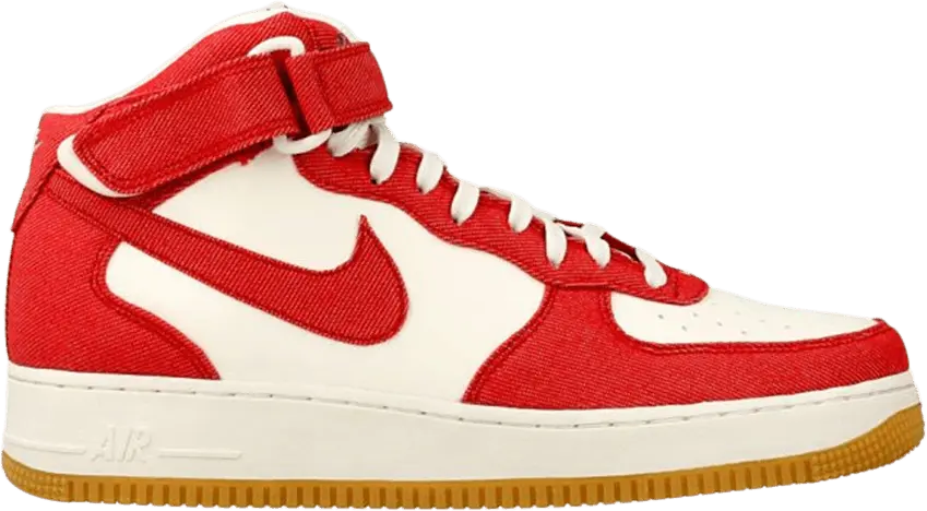  Nike Air Force 1 Mid Red Denim