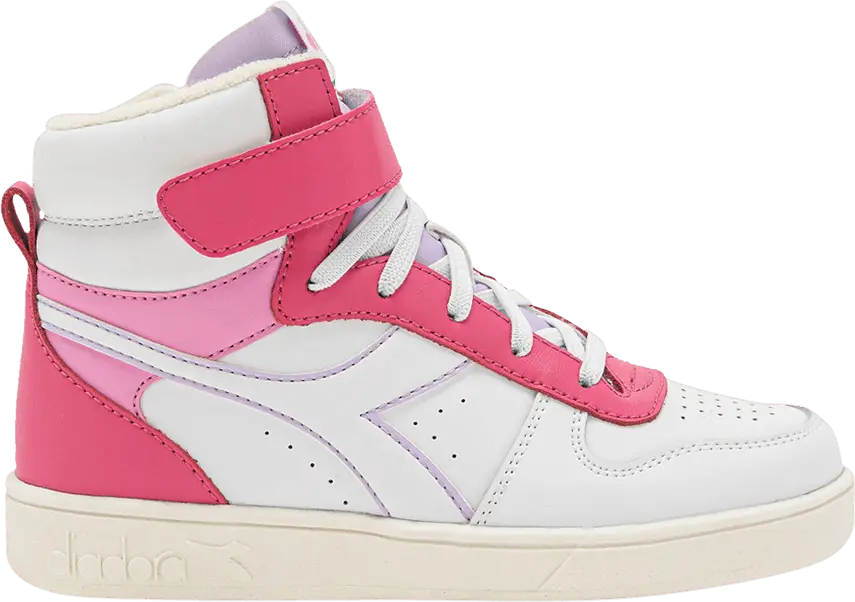  Diadora Magic Basket Mid Little Kid &#039;White Pink Yarrow&#039;