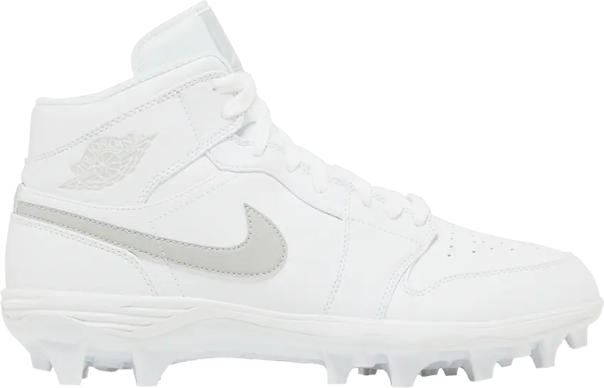  Jordan 1 Mid TD Cleat White Grey Fog