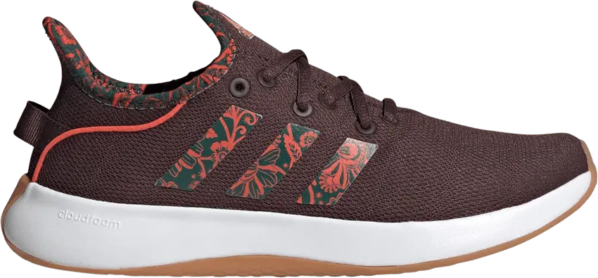  Adidas Wmns Cloudfoam Pure &#039;Floral - Shadow Brown Gum